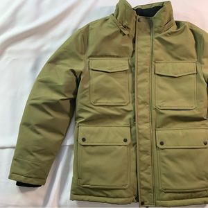 NavyGreen Roots Winter Jacket with Removable Hood and Outer & Interior Pockets